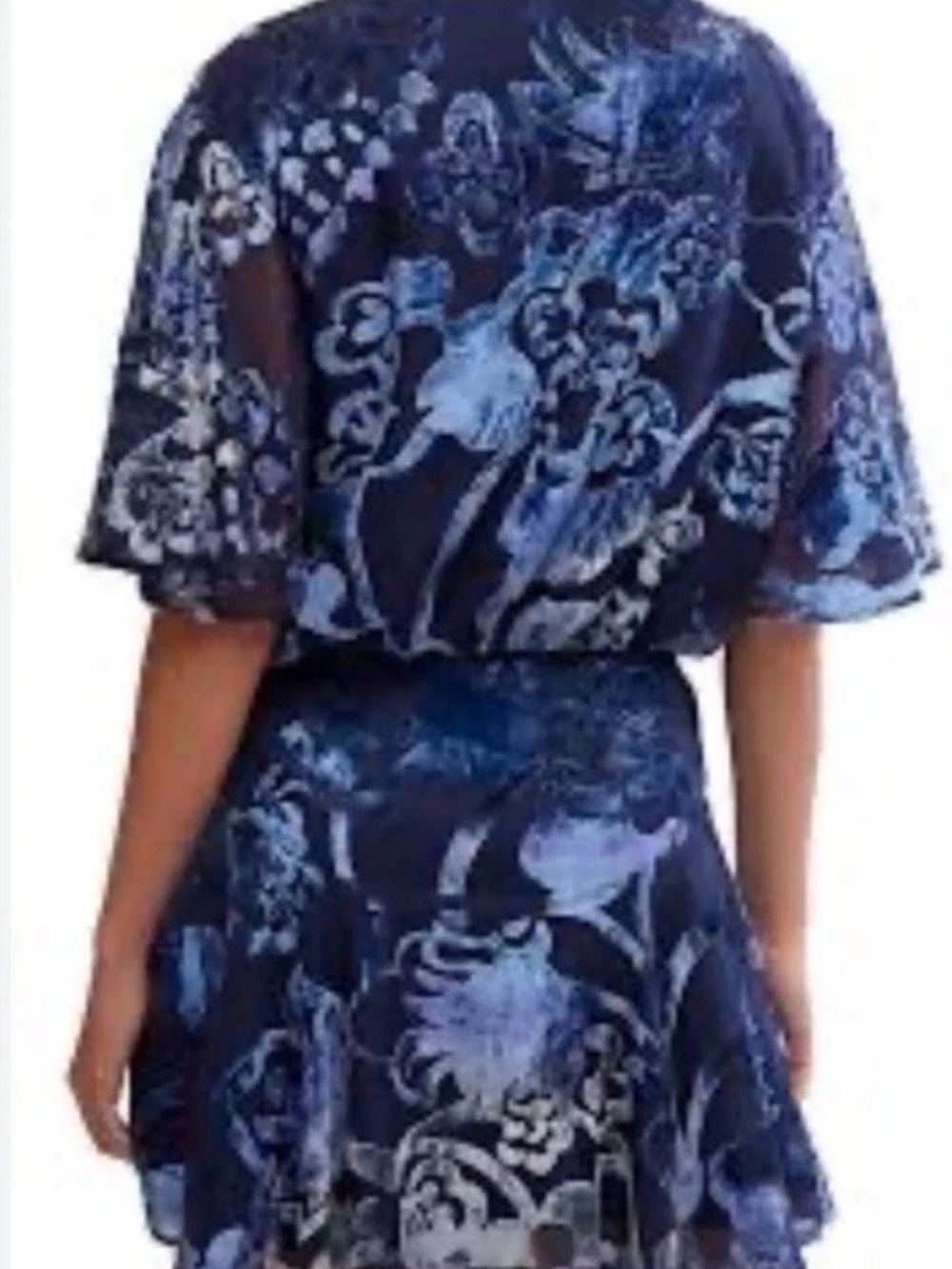 Free People Manuka Burnout Mini Navy Velvet Texture Dress - Picture 4 of 14